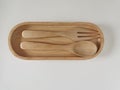 Spoon andÃ¢â¬â¹ fork madeÃ¢â¬â¹ ofÃ¢â¬â¹ rubberÃ¢â¬â¹ woodÃ¢â¬â¹ Royalty Free Stock Photo